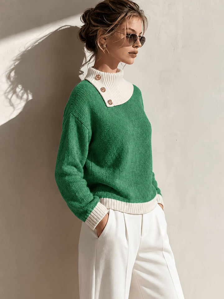 Calira – Asymmetrischer Halsausschnitt Strickpullover