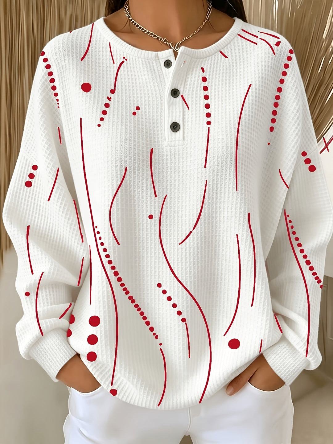 Calira – Gepunktetes Waffelstricktop