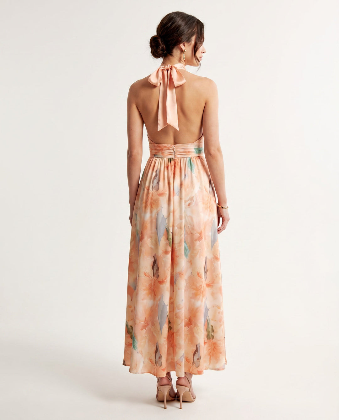 Zavine – Kleid mit Schnürung und Ölgemälde-Druck