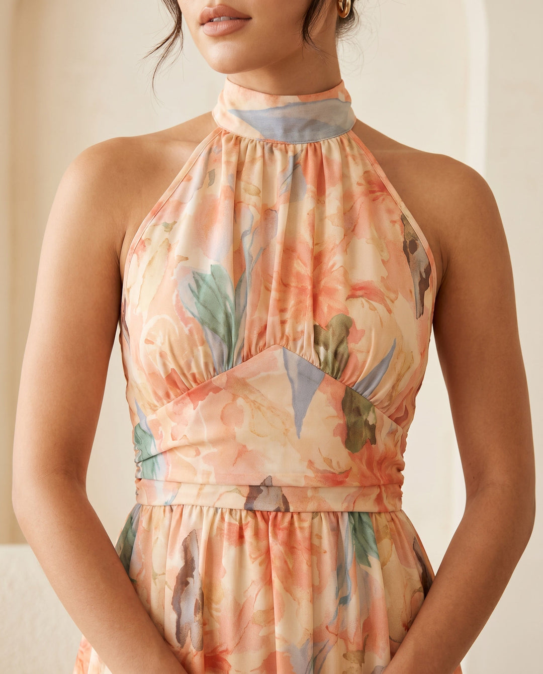 Zavine – Kleid mit Schnürung und Ölgemälde-Druck