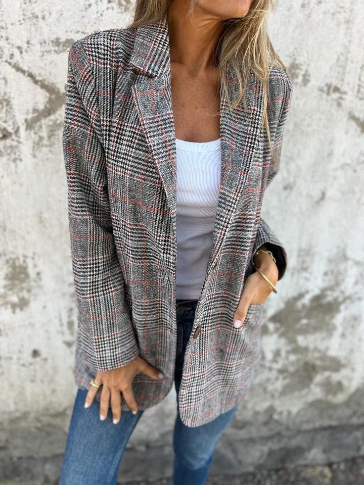 Vesara – Blazer mit eingekerbtem Revers und Karomuster