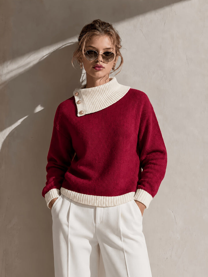Calira – Asymmetrischer Halsausschnitt Strickpullover