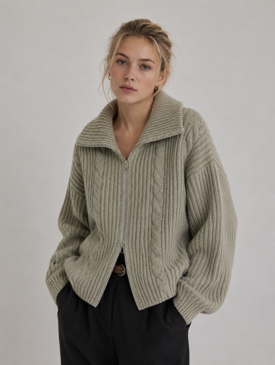 Velira – Frontreißverschluss-Strickjacke