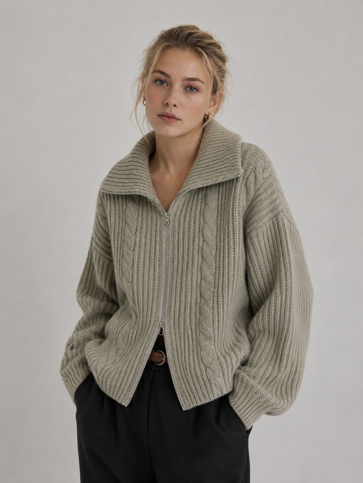 Velira – Frontreißverschluss-Strickjacke