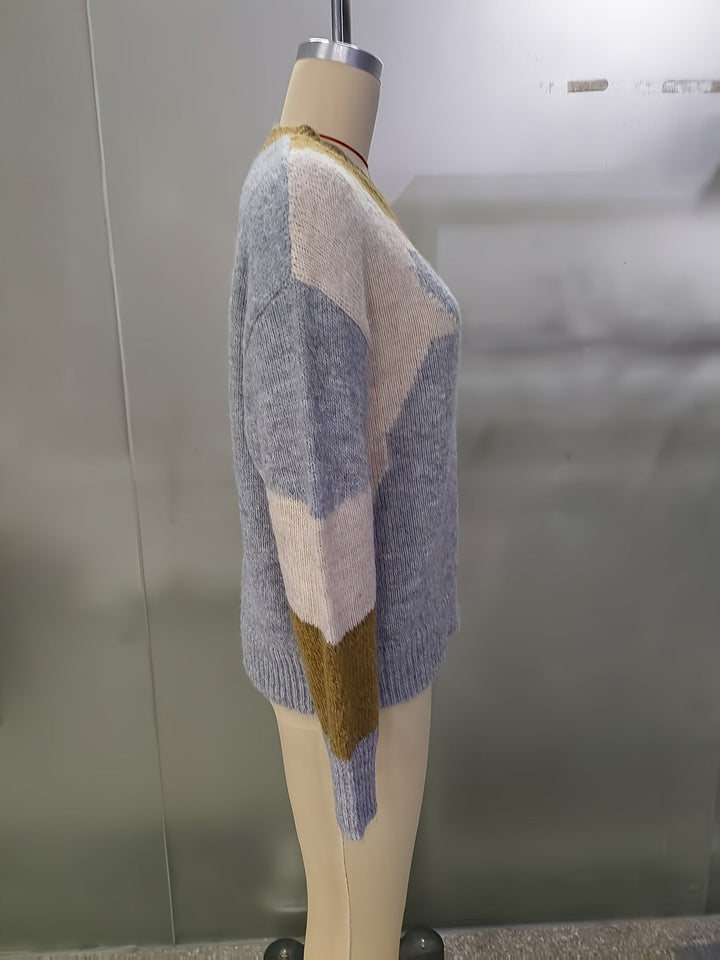 Luniva – zweigeteilter Farbblock-Strickpullover