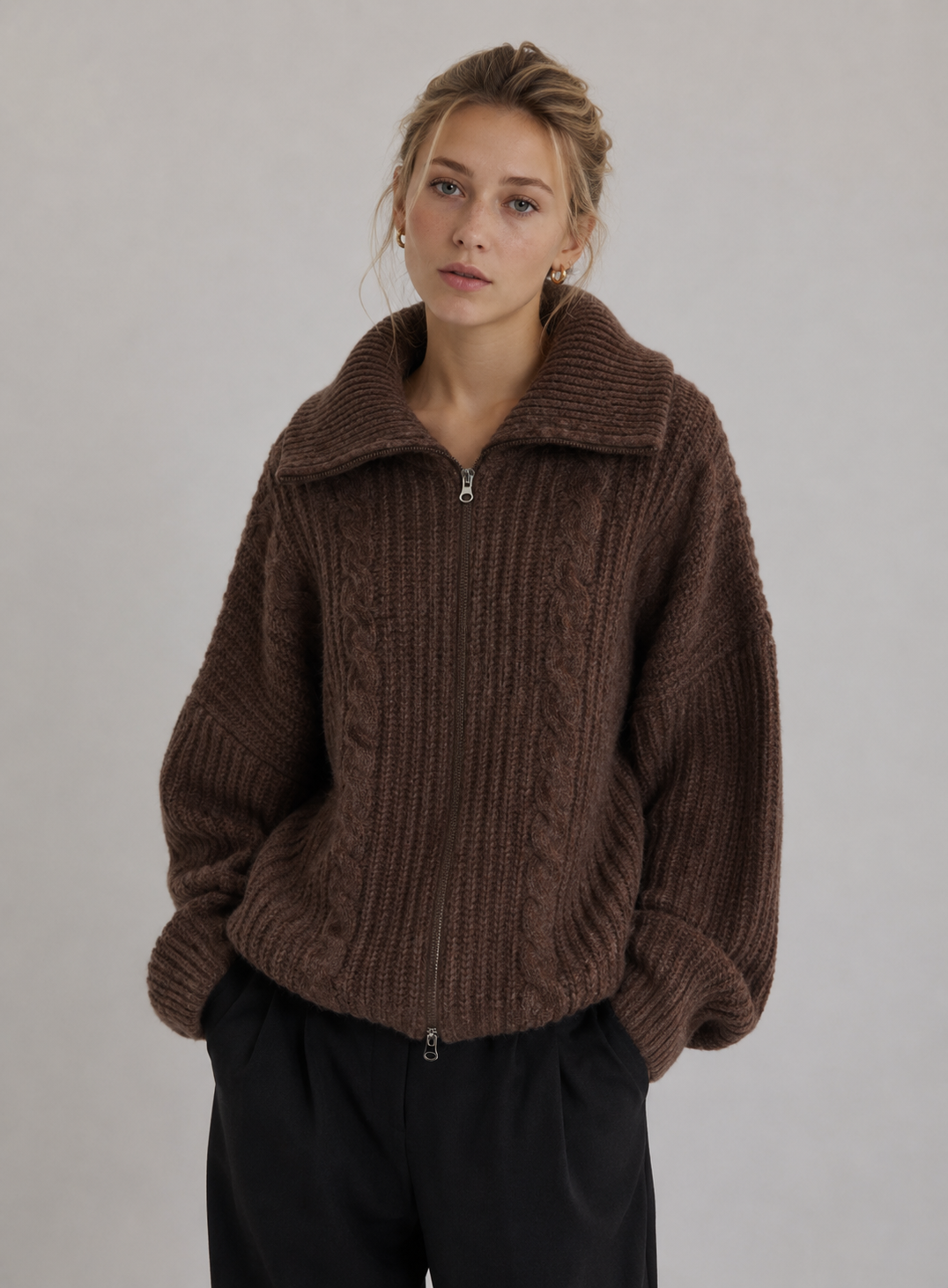 Velira – Frontreißverschluss-Strickjacke