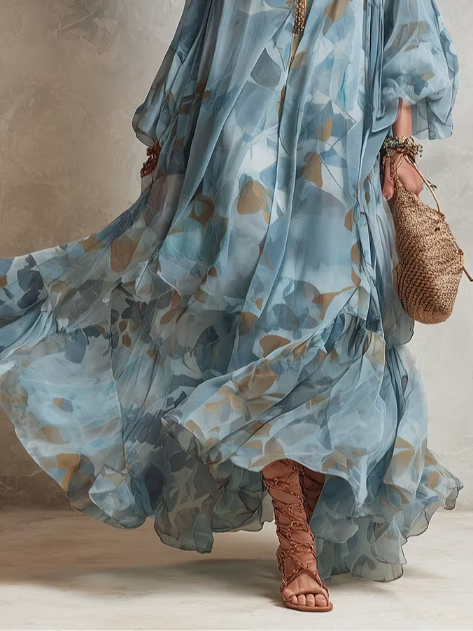 Avyra – Maxi-Seidenmischung-Langkleid