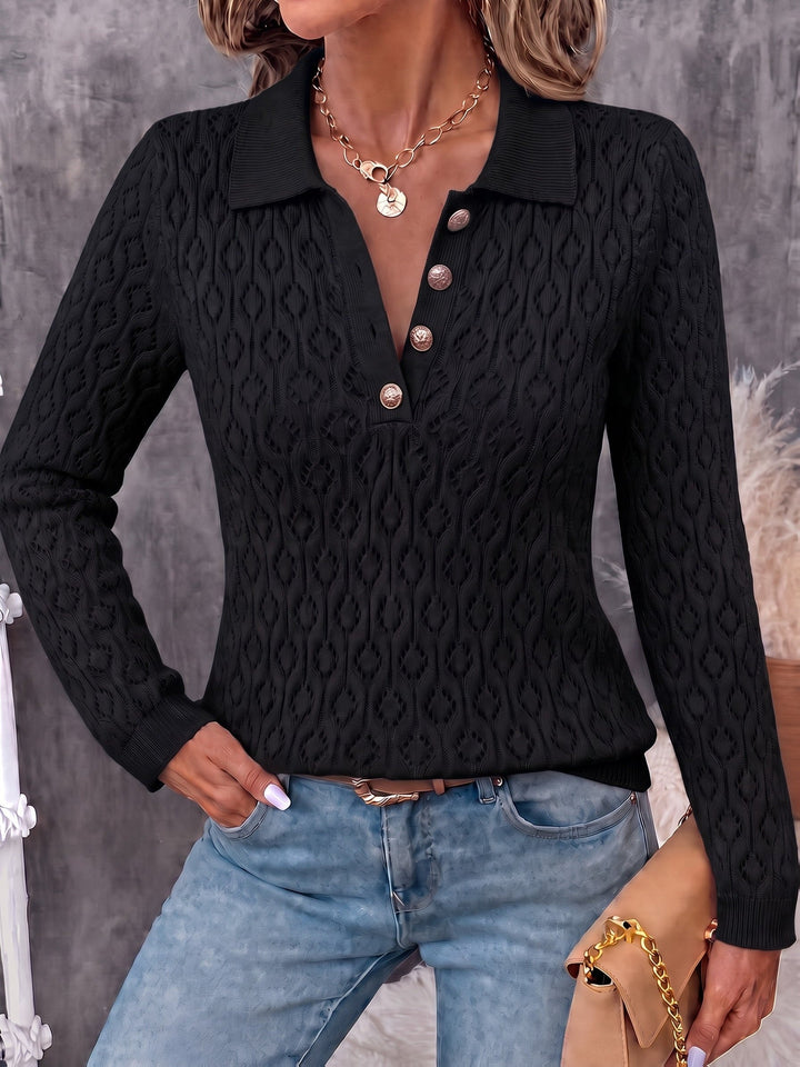Avenya – offen gestrickter Polo-Pullover