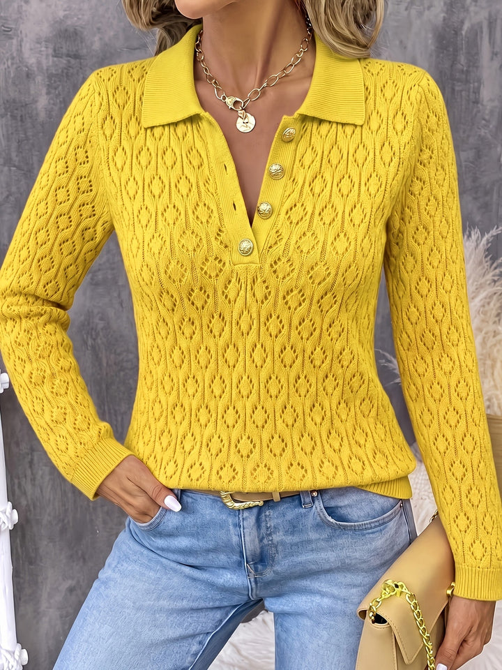 Avenya – offen gestrickter Polo-Pullover