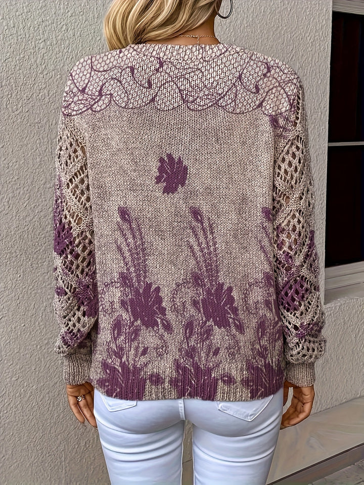Aunira – Allover-Blumenmuster Strickpullover