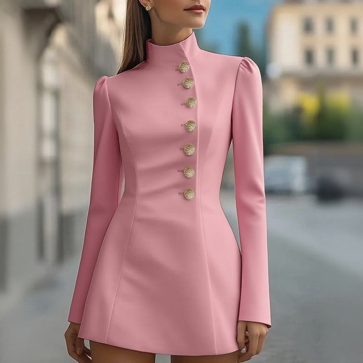 Velira – Kleid aus gewebtem Anzugstoff mit Stehkragen