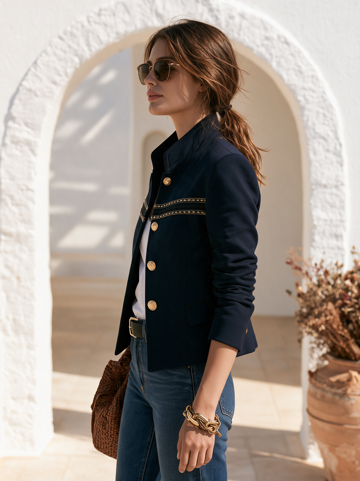 Nivara – Stehkragenjacke aus gewebtem Stoff