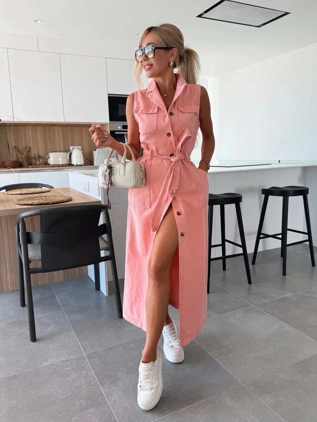 Lysena – Denimkleid mit Knopfleiste