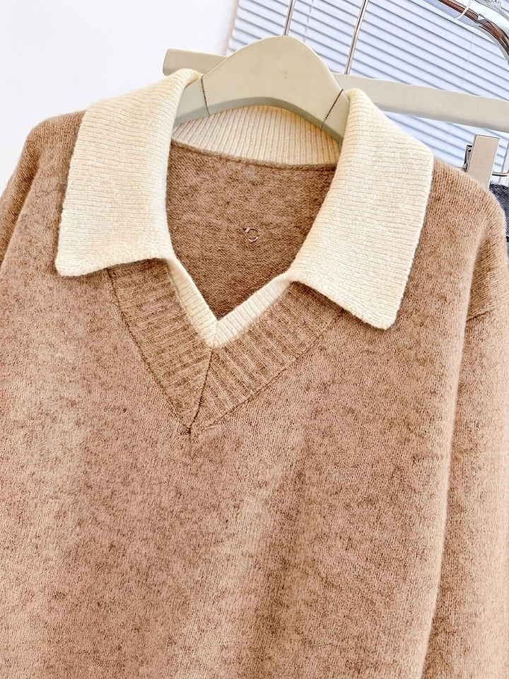 Cirelle – Doppellagiger Strickpullover mit kontrastierendem Kragen