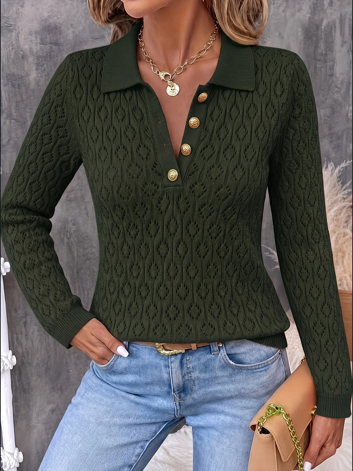 Avenya – offen gestrickter Polo-Pullover