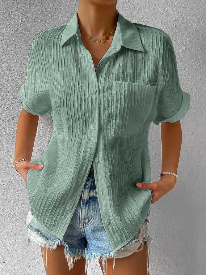Navira – Bluse aus Baumwollmischung mit Hemdkragen