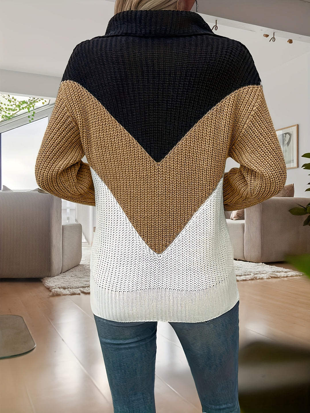 Velira – Colorblocking-Strickpullover mit Reißverschluss