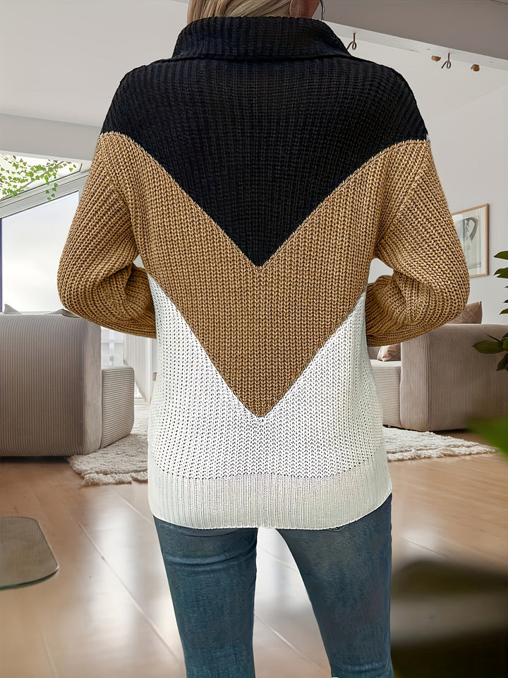 Velira – Colorblocking-Strickpullover mit Reißverschluss