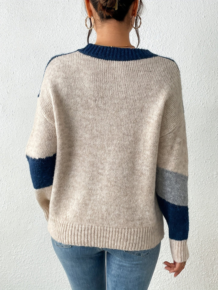 Luniva – zweigeteilter Farbblock-Strickpullover