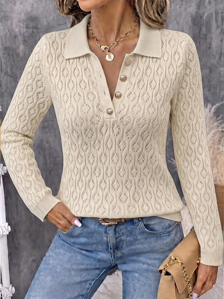 Avenya – offen gestrickter Polo-Pullover