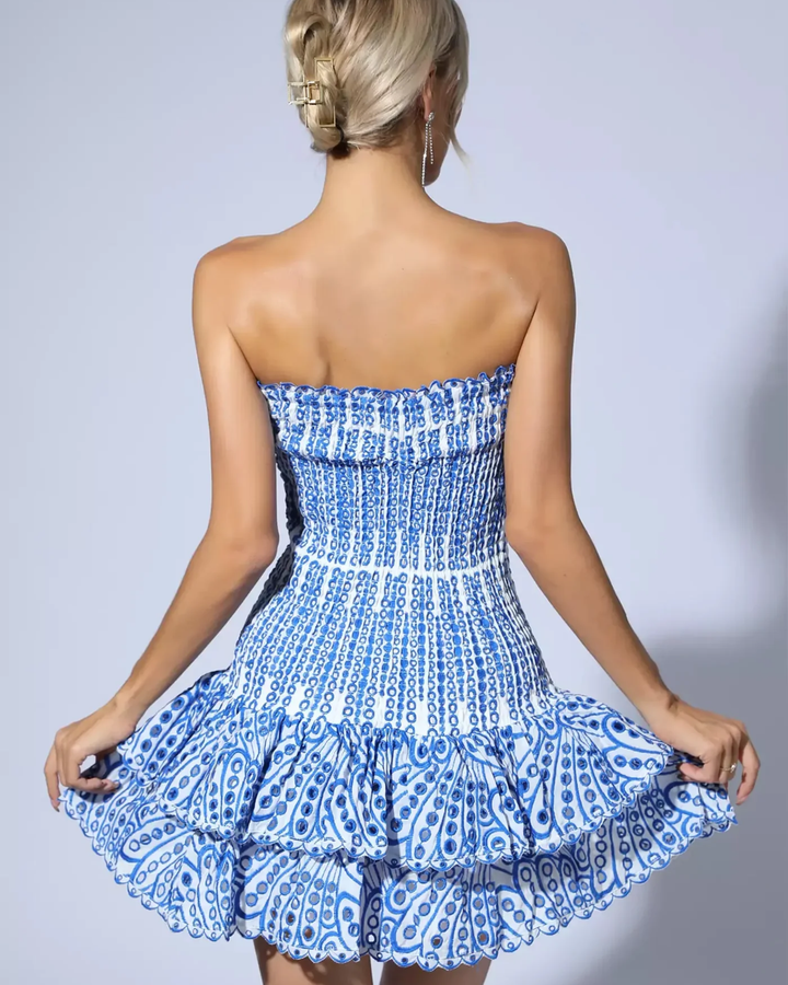 Sevra – Rüschendetail, gewebtes Minikleid