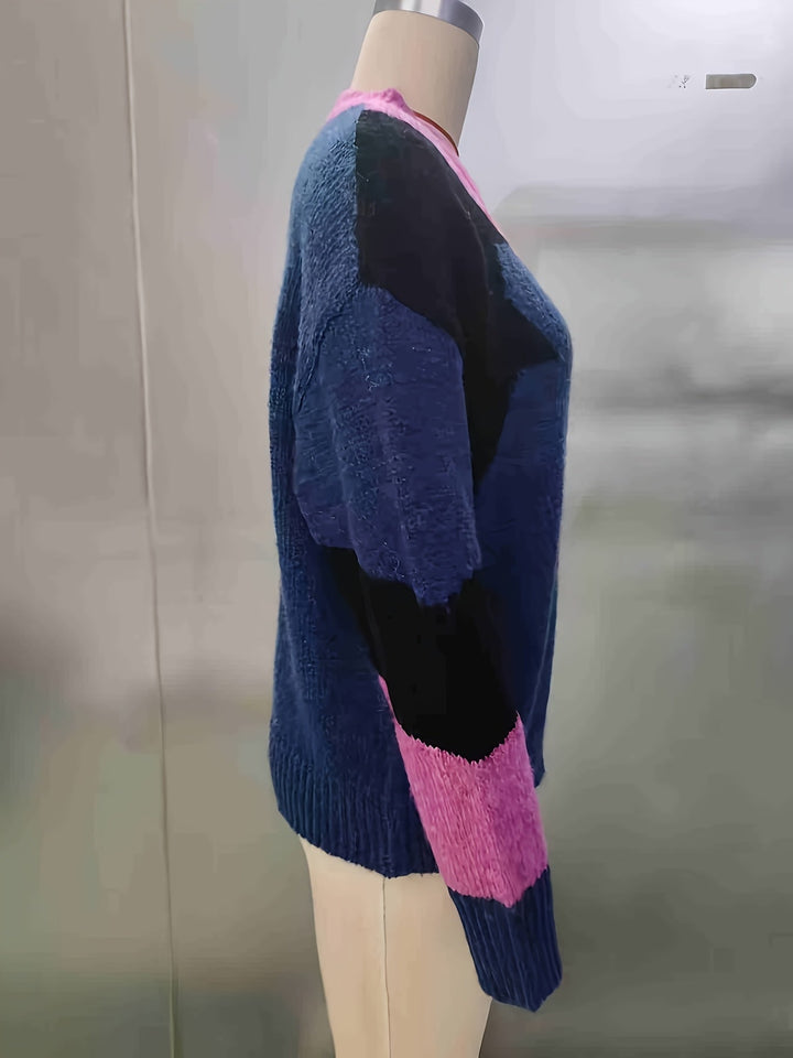 Luniva – zweigeteilter Farbblock-Strickpullover