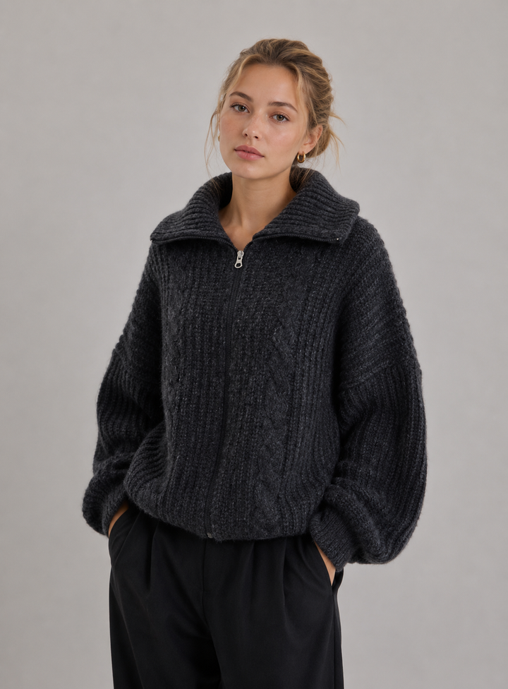 Velira – Frontreißverschluss-Strickjacke
