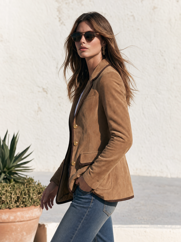 Relani – Mit Kontrastbesatz, Velourslederimitat-Blazer