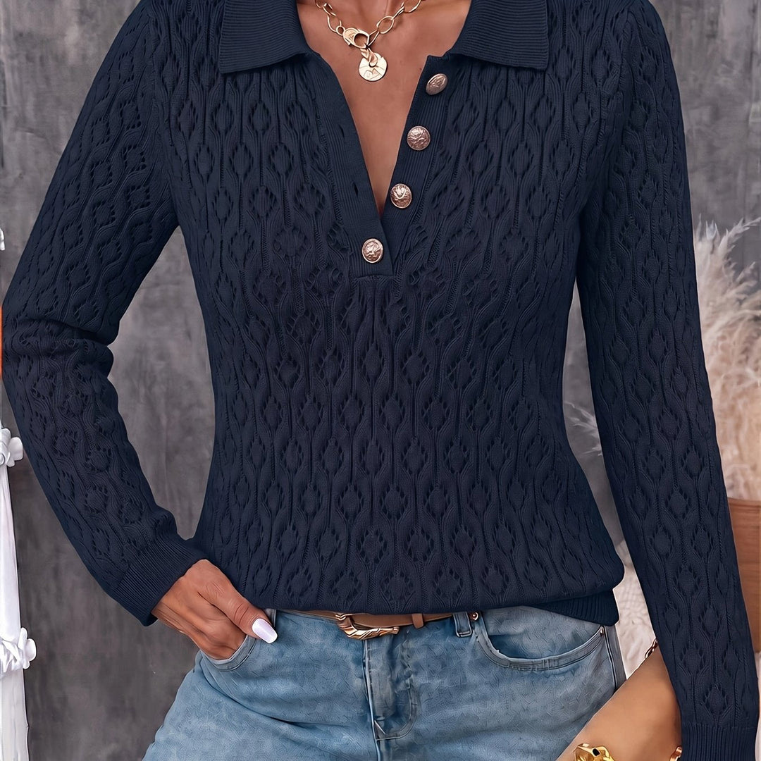 Avenya – offen gestrickter Polo-Pullover