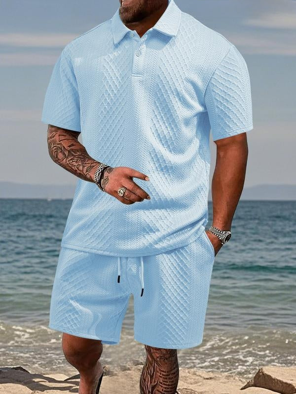 Varlo – Polo- und Shorts-Set aus strukturiertem Stoff
