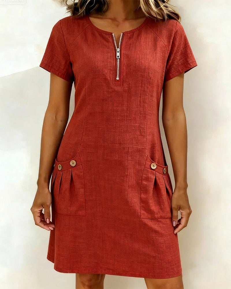 Renavi – A-Linienkleid aus Baumwoll-Leinen