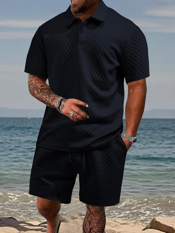 Varlo – Polo- und Shorts-Set aus strukturiertem Stoff
