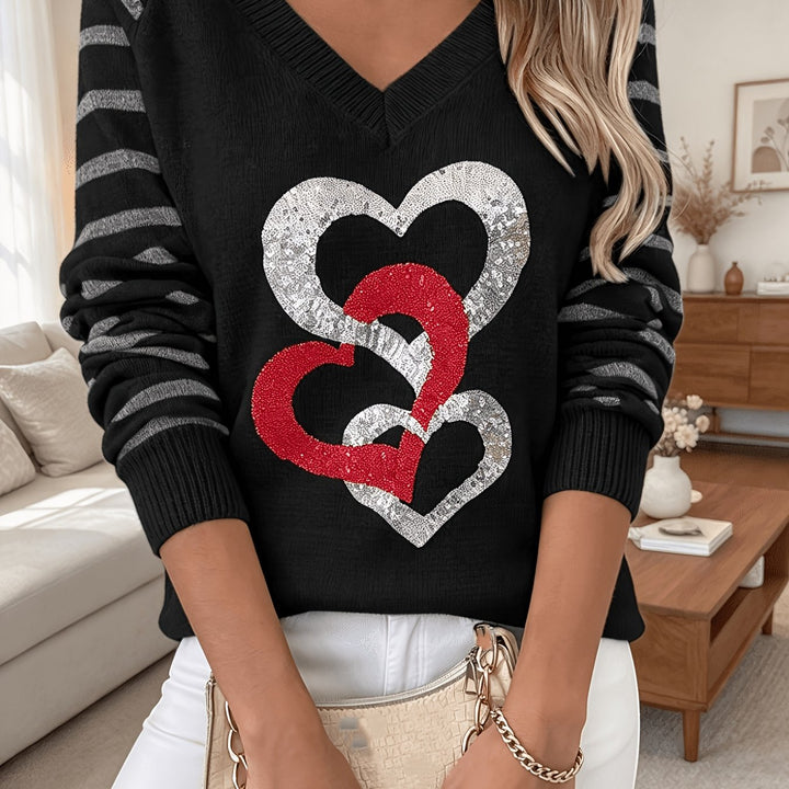 Velara – Strickpullover mit Paillettenbesatz