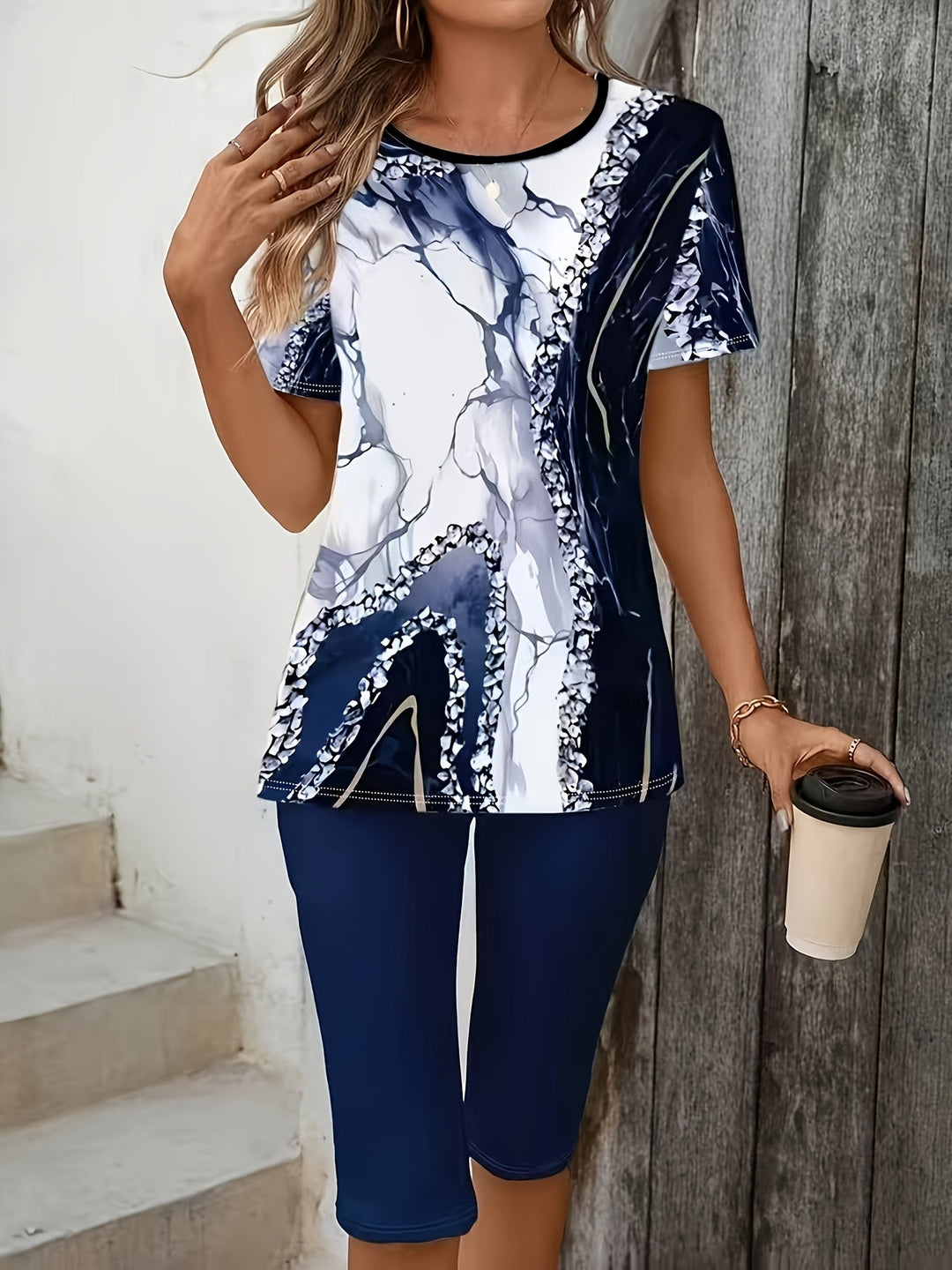 Anvina – Set aus Baumwollmischung mit geometrischem Druck