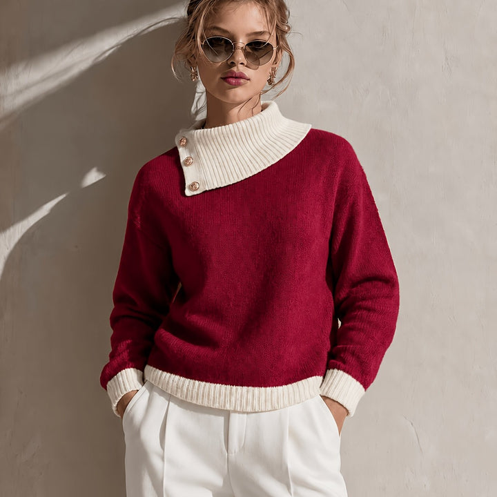 Calira – Asymmetrischer Halsausschnitt Strickpullover