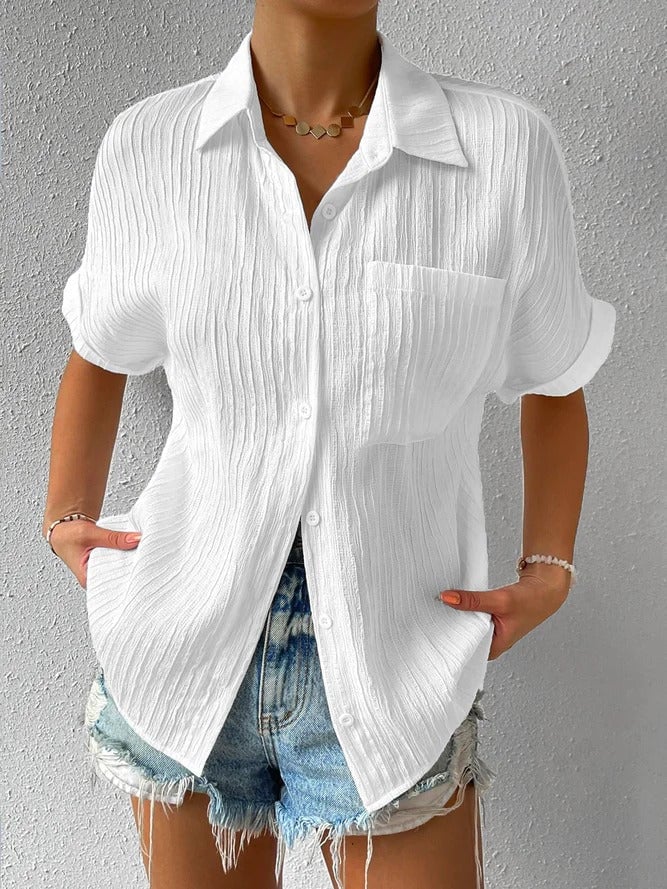 Navira – Bluse aus Baumwollmischung mit Hemdkragen