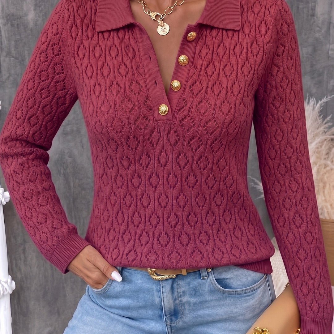 Avenya – offen gestrickter Polo-Pullover