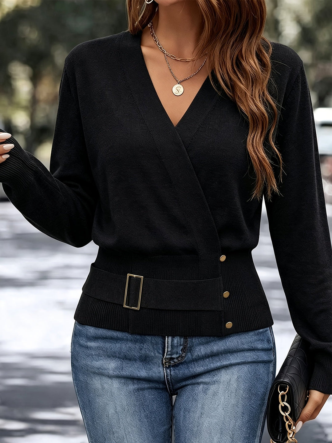 Calira – Kreuz-Ausschnitt-Pullover