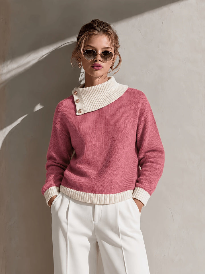 Calira – Asymmetrischer Halsausschnitt Strickpullover
