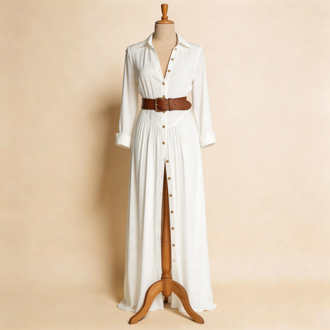 Velira – Leinen-Maxikleid mit Knopfleiste vorn