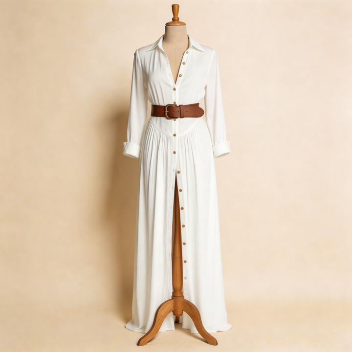 Velira – Leinen-Maxikleid mit Knopfleiste vorn