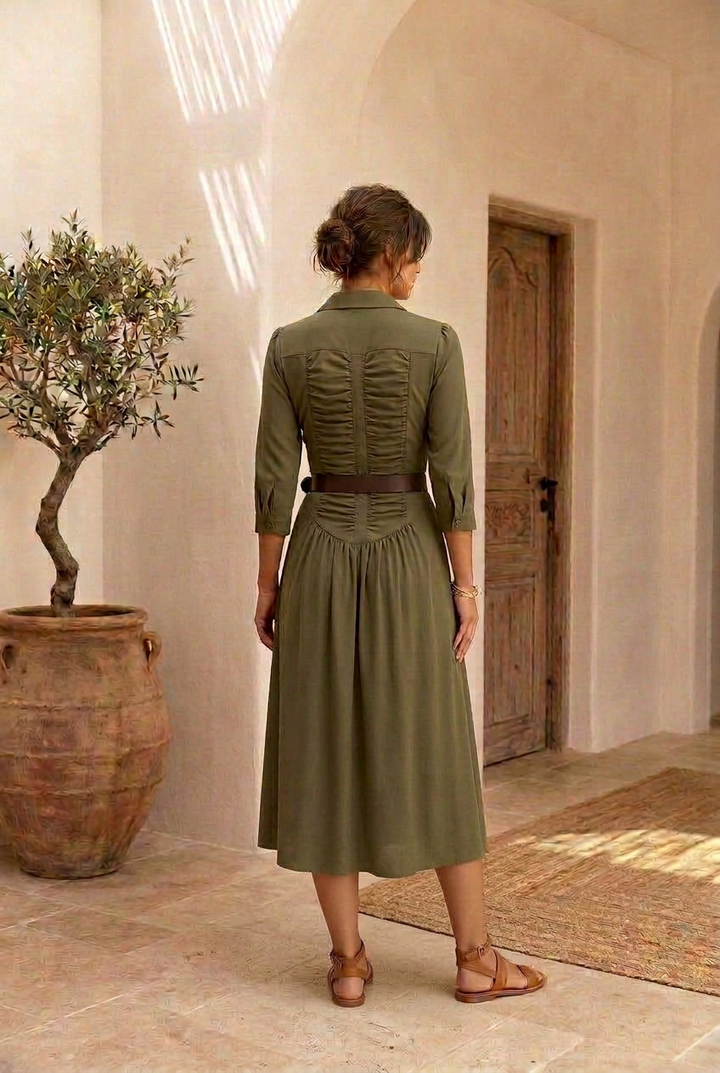 Velira – Leinen-Maxikleid mit Knopfleiste vorn