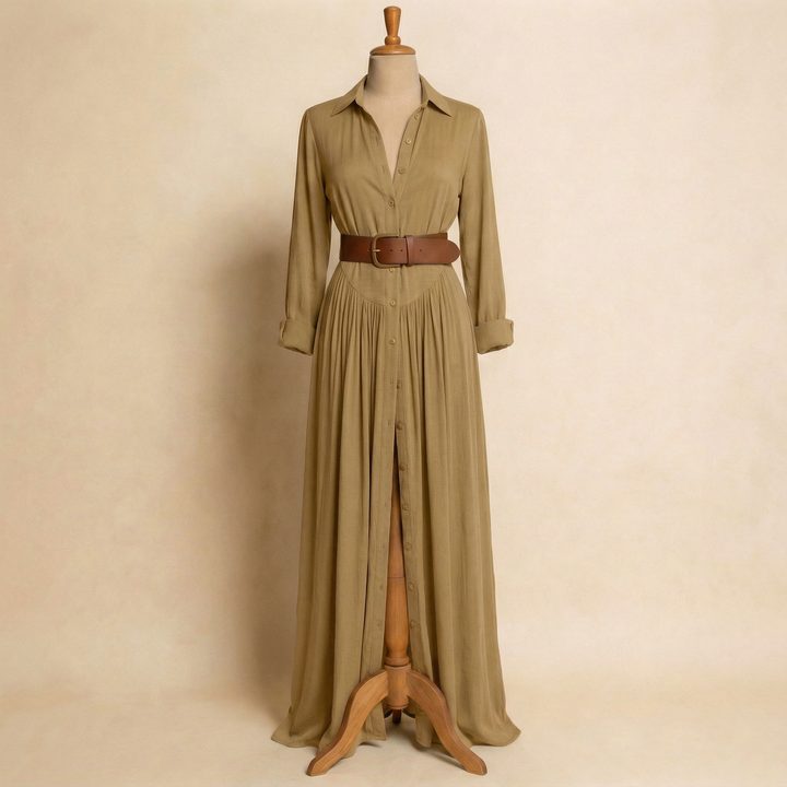 Velira – Leinen-Maxikleid mit Knopfleiste vorn