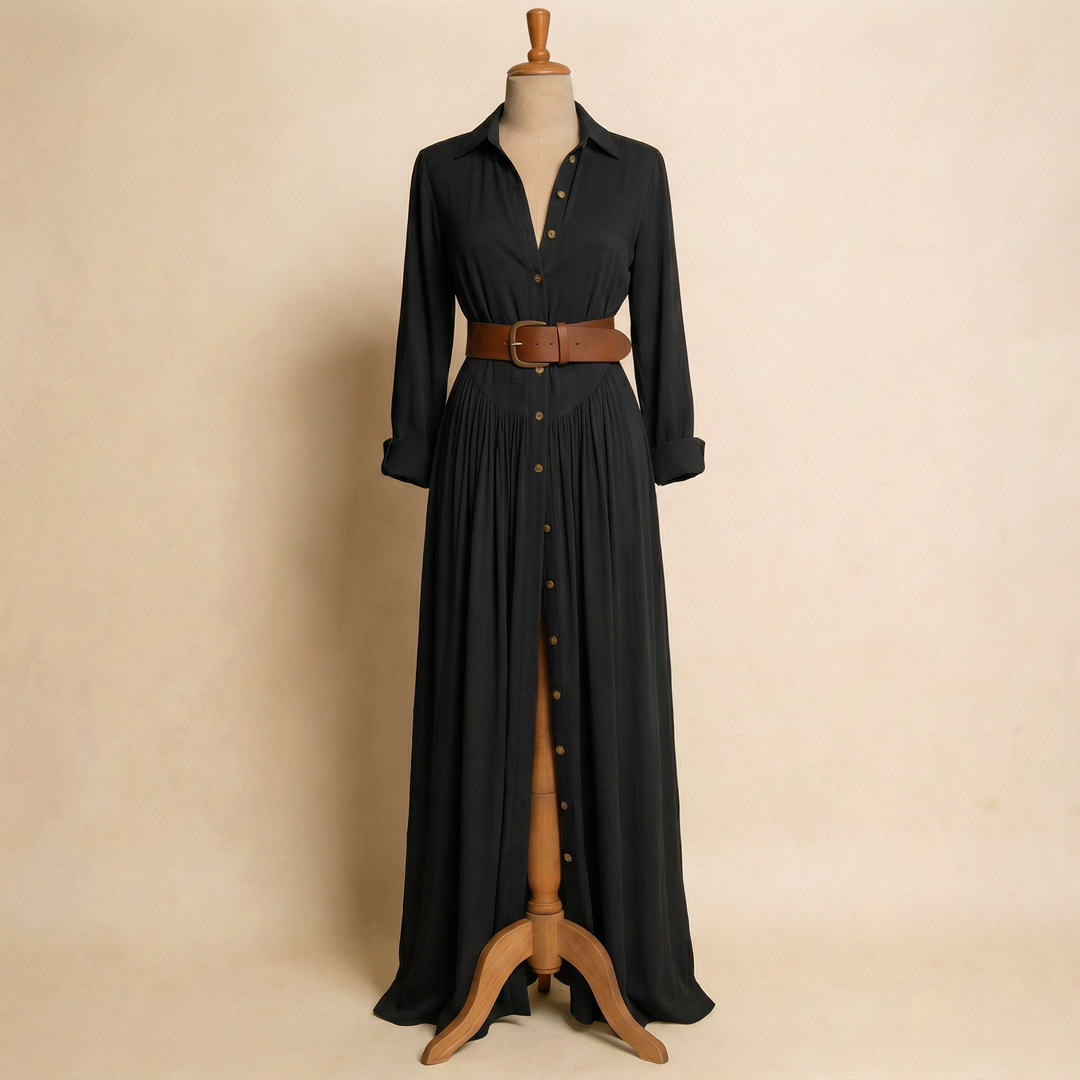 Velira – Leinen-Maxikleid mit Knopfleiste vorn