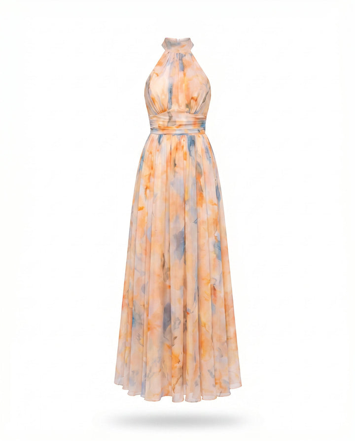 Zavine – Kleid mit Schnürung und Ölgemälde-Druck