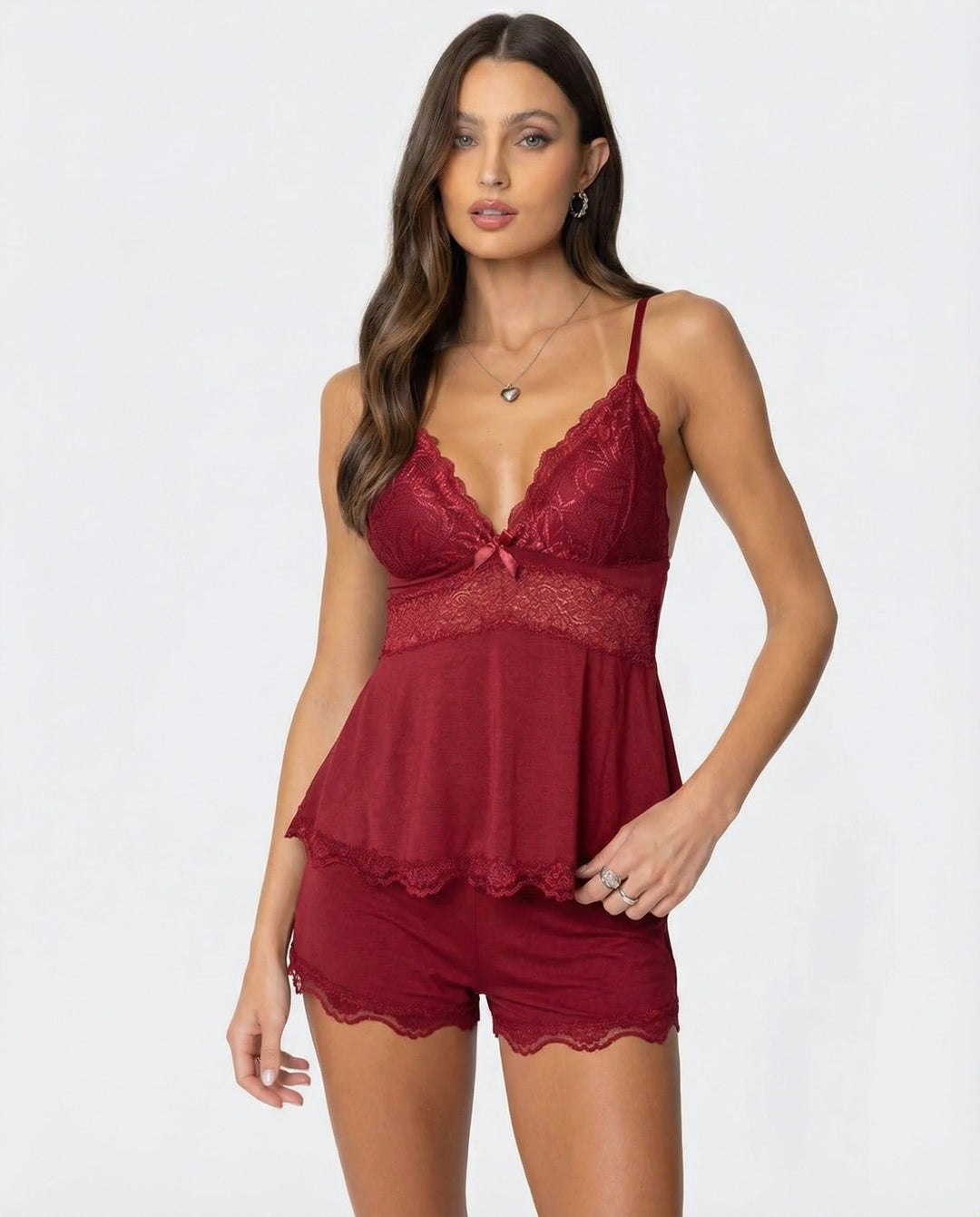 Neraya – Tiefer V-Ausschnitt, Spitzenbesatz, Dessous-Set