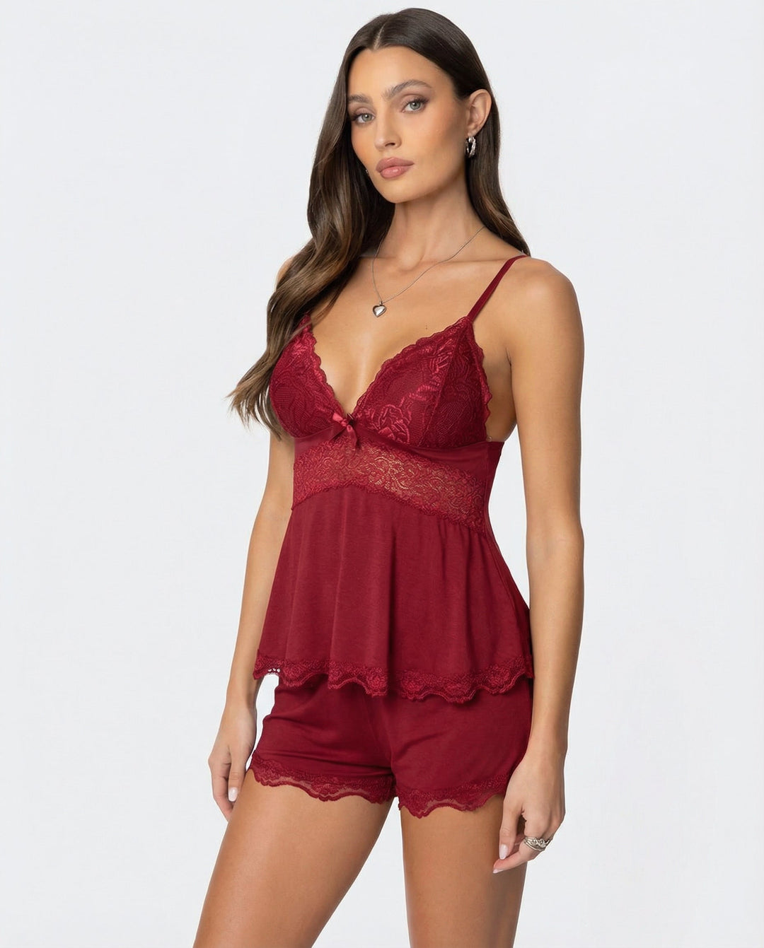 Neraya – Tiefer V-Ausschnitt, Spitzenbesatz, Dessous-Set