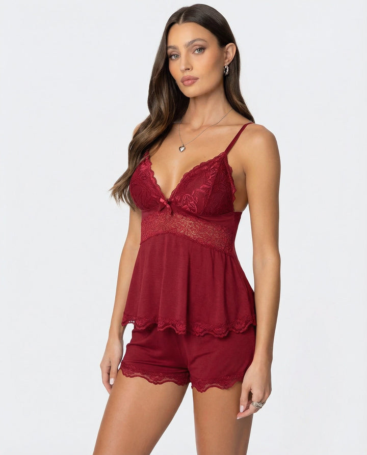 Neraya – Tiefer V-Ausschnitt, Spitzenbesatz, Dessous-Set