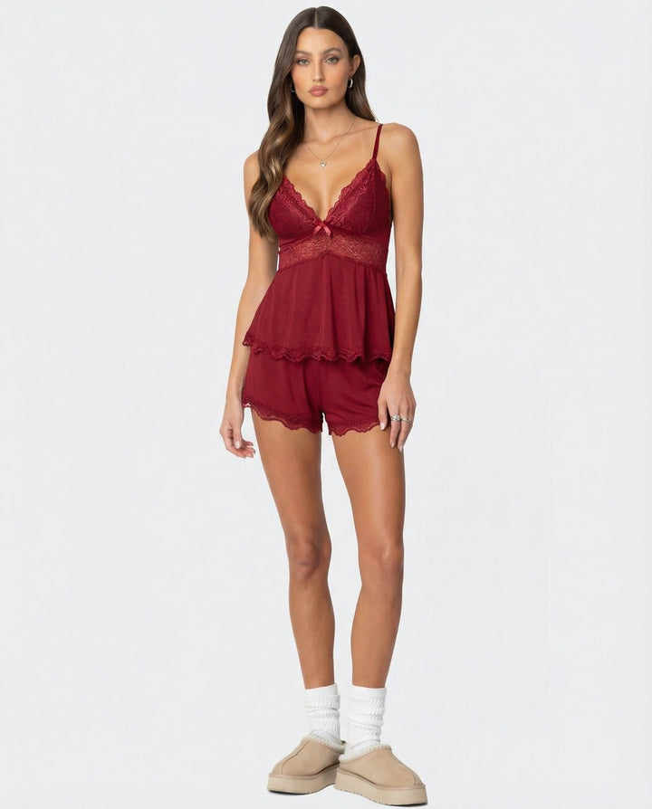 Neraya – Tiefer V-Ausschnitt, Spitzenbesatz, Dessous-Set