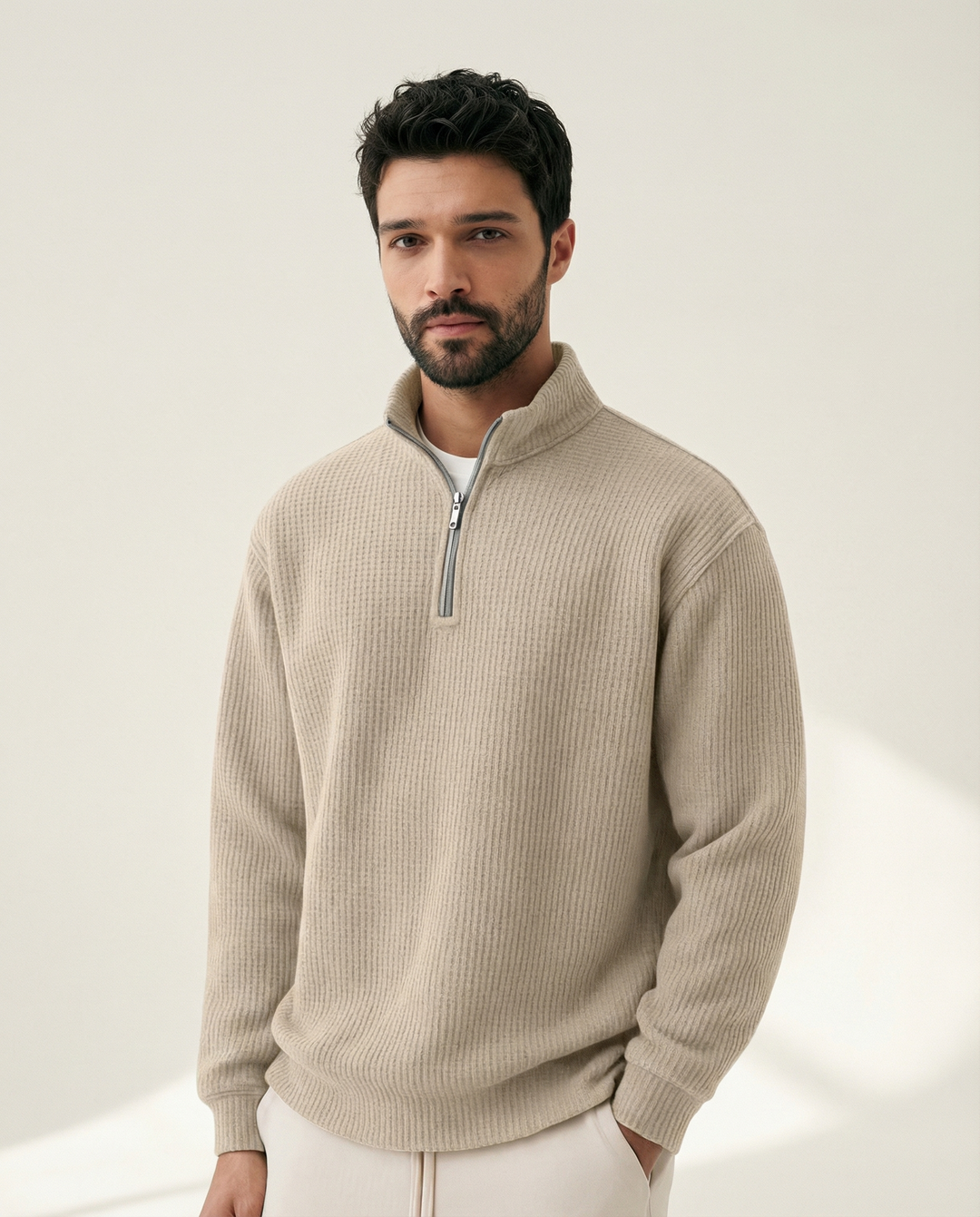 Halbreißverschluss-Strickpullover